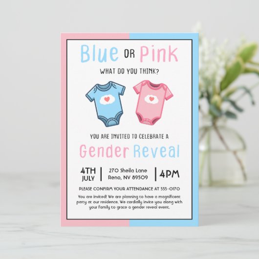 Blauw of roze wat u denkt dat gender zichtbaar is kaart (Staand voorkant)