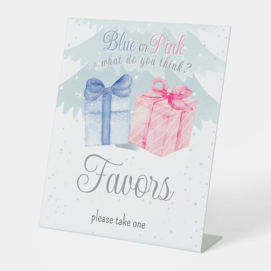 Blauw of Roze Wat vind jij van Uitnodiging? Reclamebord Met Voetstuk (Voorkant)