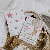 Blauw of Roze Waterverf Modern Gender Reveal Kaart