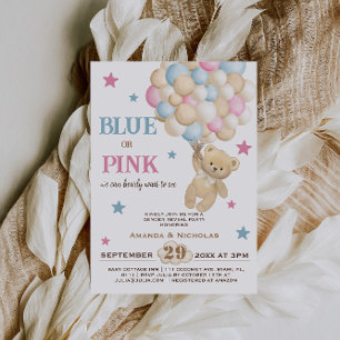 Blauw of Roze Waterverf Moderne Geslacht Reveal Kaart