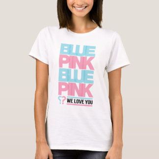 Blauw of roze we houden van je t-shirt