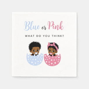 Blauw of Roze Zwart Afro-Amerikaanse Baby in Ei Servet