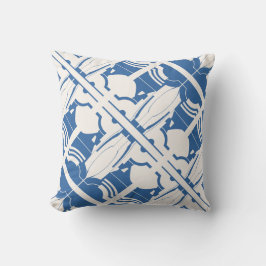 Blauw off-white schuin mediterraan mozaïek motief kussen