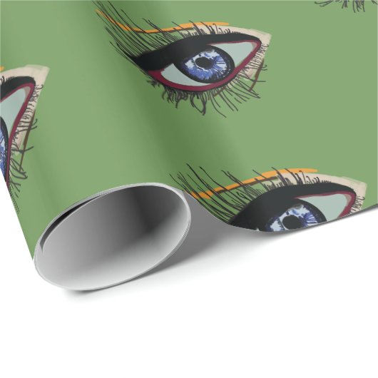 Blauw Ogen Patroon Gift Wrapping Papier (Rol Hoek)