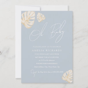 Blauw Oh Baby Boho Blad Jongens Baby Shower Kaart