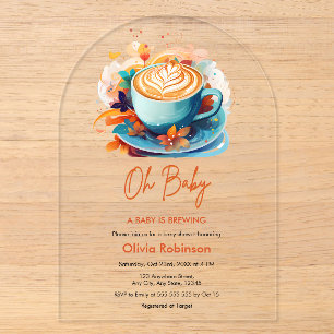 Blauw Oh Baby Een Baby Brouwt Koffie Baby Shower Acryl Uitnodigingen