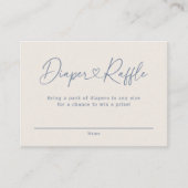 Blauw Oh Baby Hart Kalligrafie Luier Raffle Informatiekaartje (Voorkant)