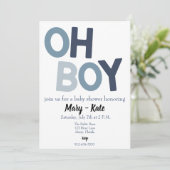 Blauw OH BOY baby jongen douche Kaart (Staand voorkant)