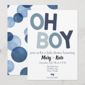 Blauw OH BOY baby jongen douche Kaart (Voorkant / Achterkant)