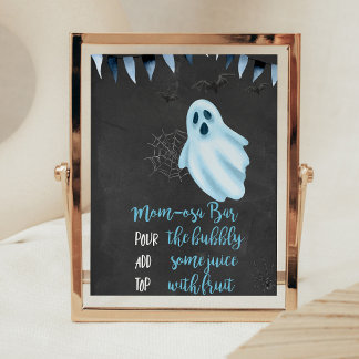 Blauw Oh Sheet Geest Halloween Momosa Bar Bord Poster