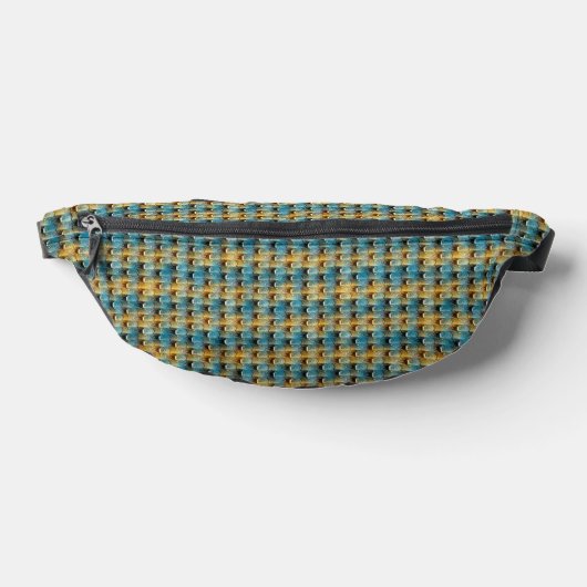Blauw & Oker Abstract Patroon Design 1315 Heuptasje (Liggend)