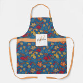 Blauw olievlek met familienaam schort (Voorkant)