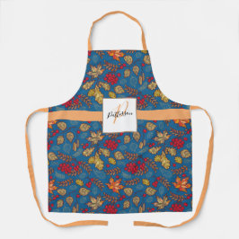 Blauw olievlek met familienaam schort