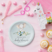 Blauw olifant Baby shower Bord (Feest)
