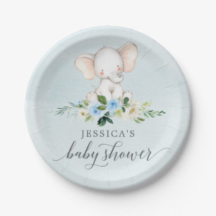 Blauw olifant Baby shower Bord