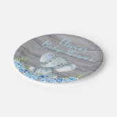 Blauw olifant Baby shower Bord (Gekanteld)