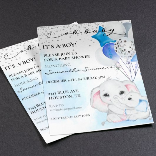 Blauw olifant Baby shower Het is een Jongen ballon