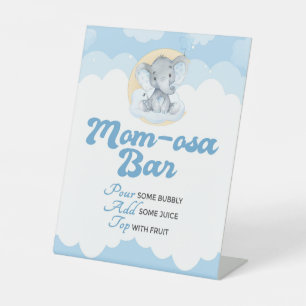 Blauw olifant Baby shower Momosa Bar Pedestal Sign Reclamebord Met Voetstuk