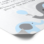 Blauw olifant Baby shower Zeg geen Baby-spelcode Poster (Hoek)