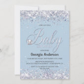 Blauw olifant Glitter Baby shower Kaart (Voorkant)