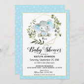 Blauw olifant modern Baby shower Kaart (Voorkant / Achterkant)