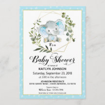 Blauw olifant modern Baby shower
