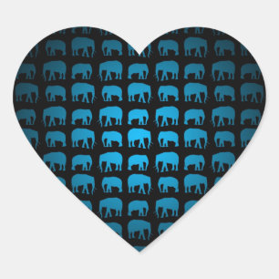 Blauw Olifant Patroon Hart Sticker