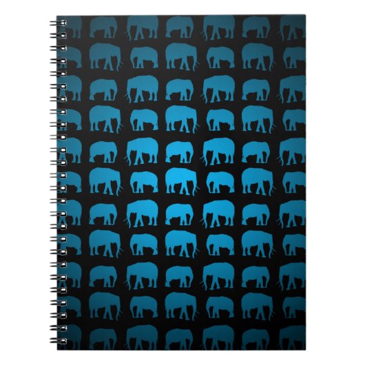 Blauw Olifant Patroon Notitieboek (Voorkant)