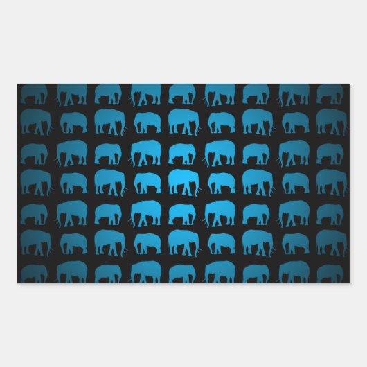 Blauw Olifant Patroon Rechthoekige Sticker (Voorkant)