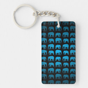Blauw Olifant Patroon Sleutelhanger