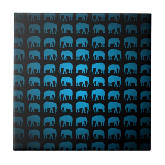 Blauw Olifant Patroon Tegeltje (Voorkant)