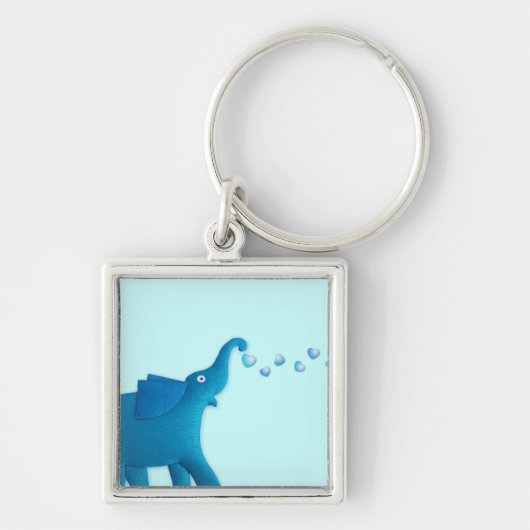 blauw olifantenhart sleutelhanger (Voorkant)