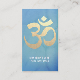 Blauw   Om Gold Meditation Symbol Yoga Instructor Visitekaartje
