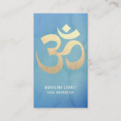Blauw | Om Gold Meditation Symbol Yoga Instructor Visitekaartje (Voorkant)