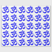 Blauw Om Symbool Patroon Cadeaupapier (Vlak)