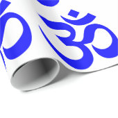 Blauw Om Symbool Patroon Cadeaupapier (Rol Hoek)