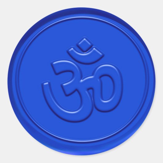 Blauw OM-teken in reliëf Ronde Sticker (Voorkant)