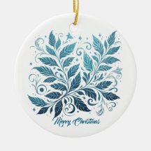 Blauw Ombre Filigree Blad Patroon