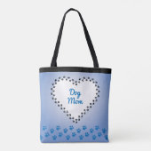 Blauw Ombre hart poot afdrukken aangepaste hond ma Tote Bag (Achterkant)