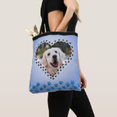 Blauw Ombre hart poot afdrukken aangepaste hond ma Tote Bag (Dichtbij)