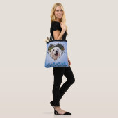 Blauw Ombre hart poot afdrukken aangepaste hond ma Tote Bag (Op model)
