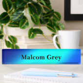 Blauw ombre maanlicht Double Stripe Naambordje