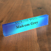 Blauw ombre maanlicht Double Stripe Naambordje (Zijkant)
