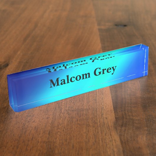 Blauw ombre maanlicht Double Stripe Naambordje (Zijkant)