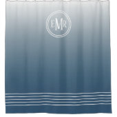 Blauw Ombre monogram douchegordijn (Voorkant)