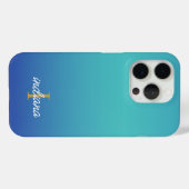 Blauw Ombre Monogram Script Modern Case-Mate iPhone Case (Achterkant (horizontaal))