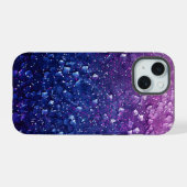 Blauw Ombre Paarse Glitter Girly iPhone 15 Case (Achterkant horizontaal)
