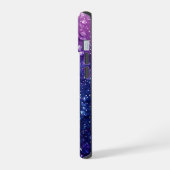 Blauw Ombre Paarse Glitter Girly iPhone 15 Case (Linkerkant)