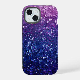 Blauw Ombre Paarse Glitter Meisjesachtig iPhone 15 Case