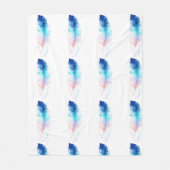 Blauw Ombre Veer Waterverf Fleece Deken (Voorkant)